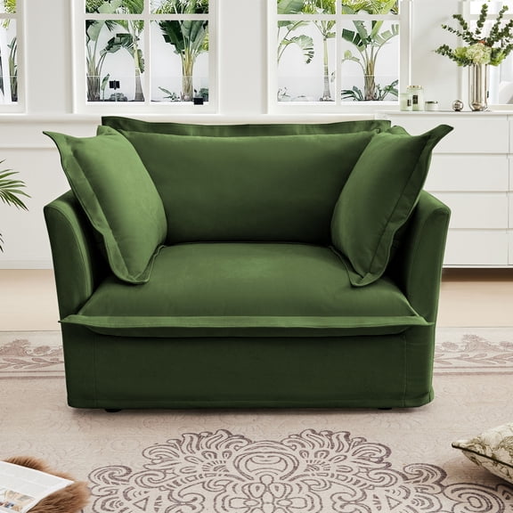 Green Single Couch with High - Resilience Cushions - Superior Comfort for Sitting