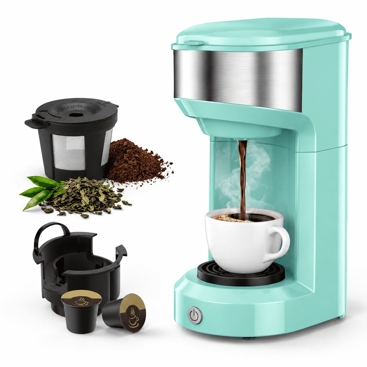 Green Single-Serve Coffee Maker, Compact Brewer for K-Cup Pods and ...