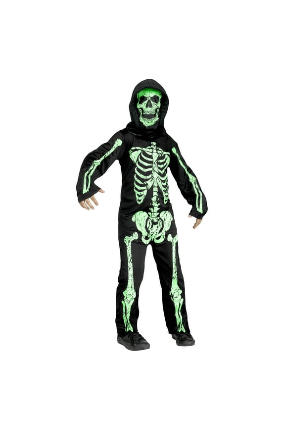 Green Skeleton Phantom Halloween Costume for Children, Boys Size S (6/7), by Fun World