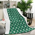 thumbnail image 1 of Green Skull Bat Pattern Blanket,Comfortable Soft Lamb Wool Throw Blanket,All Season,Warm Lightweight Blankets for Sofa Bed Couch Living Room Chair,50"x60", 1 of 4