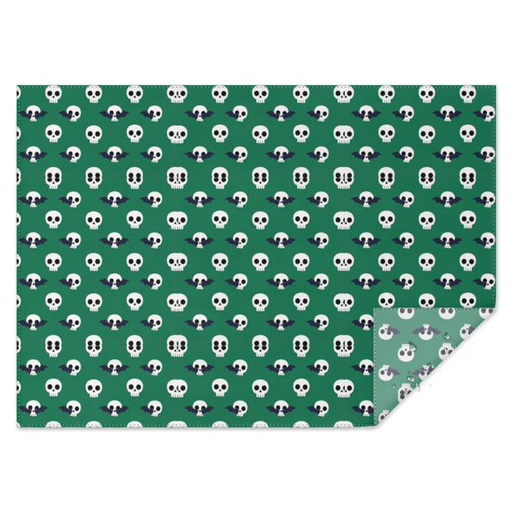 Green Skull Bat Pattern Rectangle Tablecloth 60"x84",Waterproof Polyester Rectangle Table Cloth, Wipeable Spillproof Polyester Tablecloth for Dining, Camping, Indoor and Outdoor