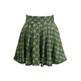 thumbnail image 1 of Green Skulls Gothic Print Stretch Lycra Skirt, 1 of 2