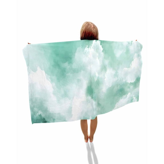 Green Sky Cloud Beach Towels Oversized Super Absorbent, Natural Landscape Scenery Ombre Lightweight Bath Towel Quick Dry Sets For Bathroom/Pool/Rv Camping/Beach Play/Gym Room/Picnic 23"x47"