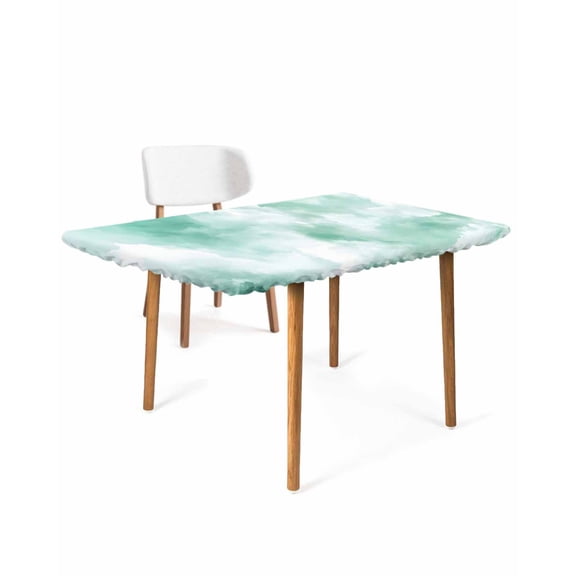 Green Sky Cloud Rectangle Tablecloth, Waterproof Elastic Fitted Table Covers for 4 Foot Tables, 24x50inch Decorative Tablecloths for Picnic, Camping, Indoor, Outdoor, Natural Landscape Scenery Ombre