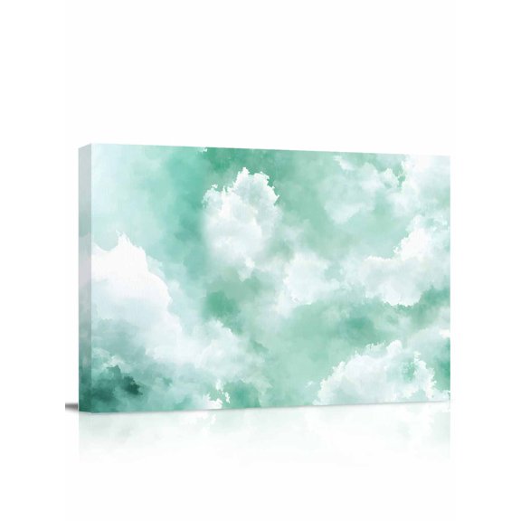 Green Sky Cloud Wall Art for Living Room,Canvas Picture Wall Decor for Bathroom Bedroom,Natural Landscape Scenery Ombre Painting Artwork for Office Kitchen Hallway Dining Room Home Decor 12"x16"