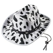 Green Sky Sturdy, Felt Cowboy Hat for Men, Women and Teens, Western Hat (Black and White Cowprint)