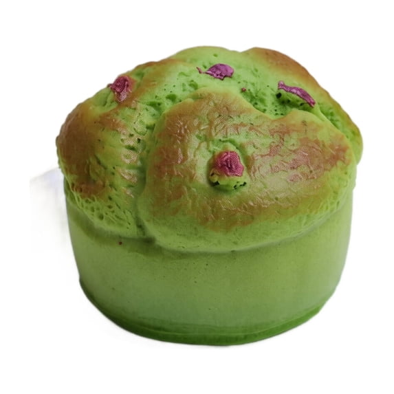Green Slow Rising Squishy Toy with Floral Bread Design, 1 Pack, for Kids and Adults, Squeeze Toy