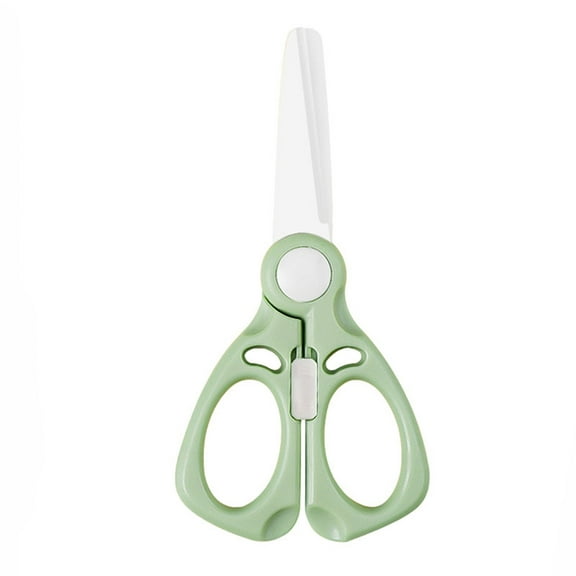 Green Small Ceramic Scissors With Protective Cap For Easy Carrying And Safe Food Cutting During Travel Or Daily Meals