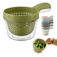 thumbnail image 1 of Green Small Colander with Handle - Layer Draining Basket for Washing Berries, Tomatoes & Vegetables, Portable Kitchen Rinser Bowl, 1 of 9