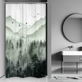 thumbnail image 1 of Green Small Stall Shower Curtain for Bathroom Decor 36Wx72H Half Narrow Rv Mens Nature Smoky Tree Misty Woodland Foggy Mountain Art Printed Fabric Polyester Waterproof 7 Pack Plastic Hooks, 1 of 6
