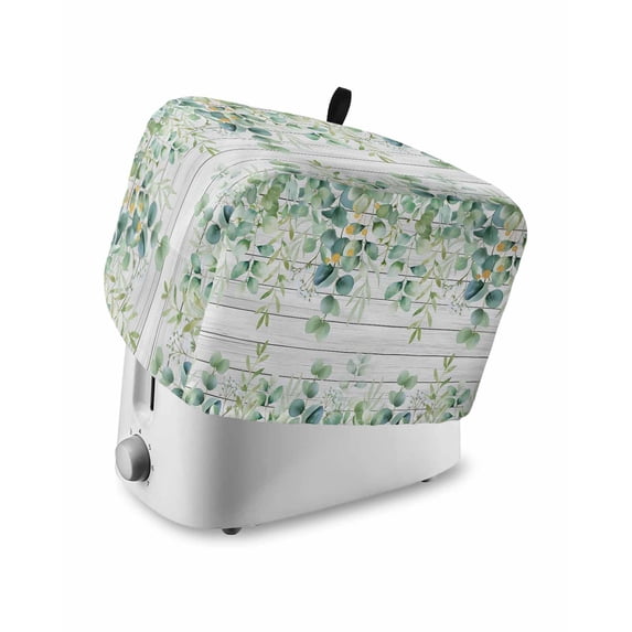 Green Small Toaster Cover 2 Slice, Kitchen Appliance Covers, Eucalyptus Leaves Toaster Oven Cover with Loop, Bread Machine Cover Polyester Dust Cover Protection