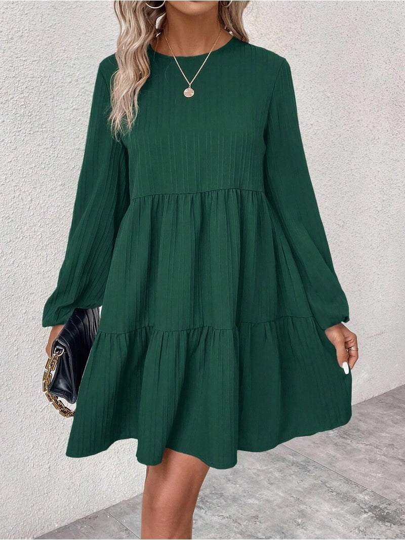 smock dress womens boohoo Women's Textured Tiered in Black | Size: 4 Our Washed Textured Smock Detail Tank Dress Features Check Short Smock Dress in