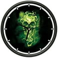 thumbnail image 1 of Green Smoky Skull  Design Wall Clock | Precision Quartz Movement | Décor For School Class Office Bedroom Decoration, 1 of 1