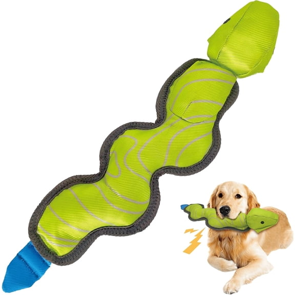 Green Snake Oxford Launching Flying Dog Toy Slingshot Chase Fetch Training Interactive Dog Toy Durable Stuffed Animal Dog Squeaky Toy for Medium Large Dogs Toy Gift 40.5cm/15.94in
