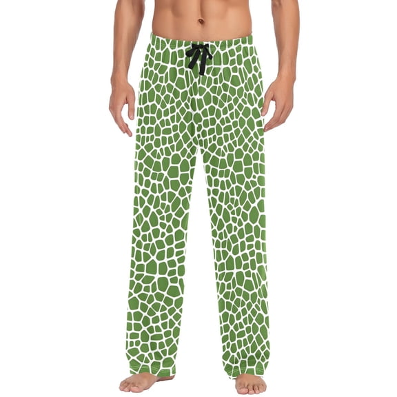 Green Snake Skin Men's Pajama Pants Cotton Long Sleepwear Lounge Pants M