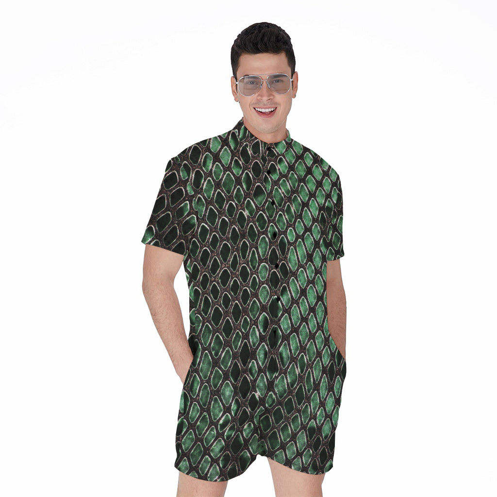 pink python snakeskin short sleeve men's rompers,... Green Snakeskin Short Sleeve Men'S Rompers, Snakes Python Casual Summer ...