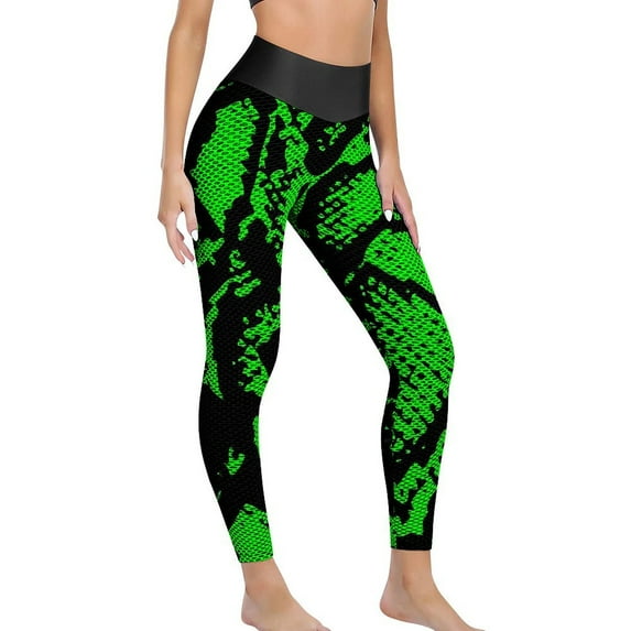 Green Snakeskin Yoga Pants Women Python Print Leggings Push Up Retro Yoga Leggings Stretch Custom Gym Sports Tights