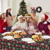 Green Snowflake Plaid Theme Waterproof Tablecloth Can Be Used As A Backdrops
