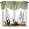 thumbnail image 1 of Green Snowflakes Tie Up Valances Curtain, Winter Xmas Green White Nature Snow Scene Adjustable Rod Pocket Short Window Treatment Tie Up Curtains Valances for Kitchen Living Room Bathroom 42x12 Inches, 1 of 9