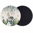 thumbnail image 1 of Green Snowman Christmas Coasters Set of 2, Absorbent Coasters for Drinks, Xmas Snowflake Eucalyptus Leaves Rustic Coaster for Desk Coffee Table Protection, Home Decor House Warming Gifts 4", 1 of 8