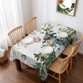 thumbnail image 1 of Green Snowman Christmas Table Cloth Waterproof Tablecloths, Xmas Snowflake Eucalyptus Leaves Tablecloth Dining Table Cover for Kitchen Party Tabletop Outdoor, Rectangle Tablecloth 52x70 Inch, 1 of 9