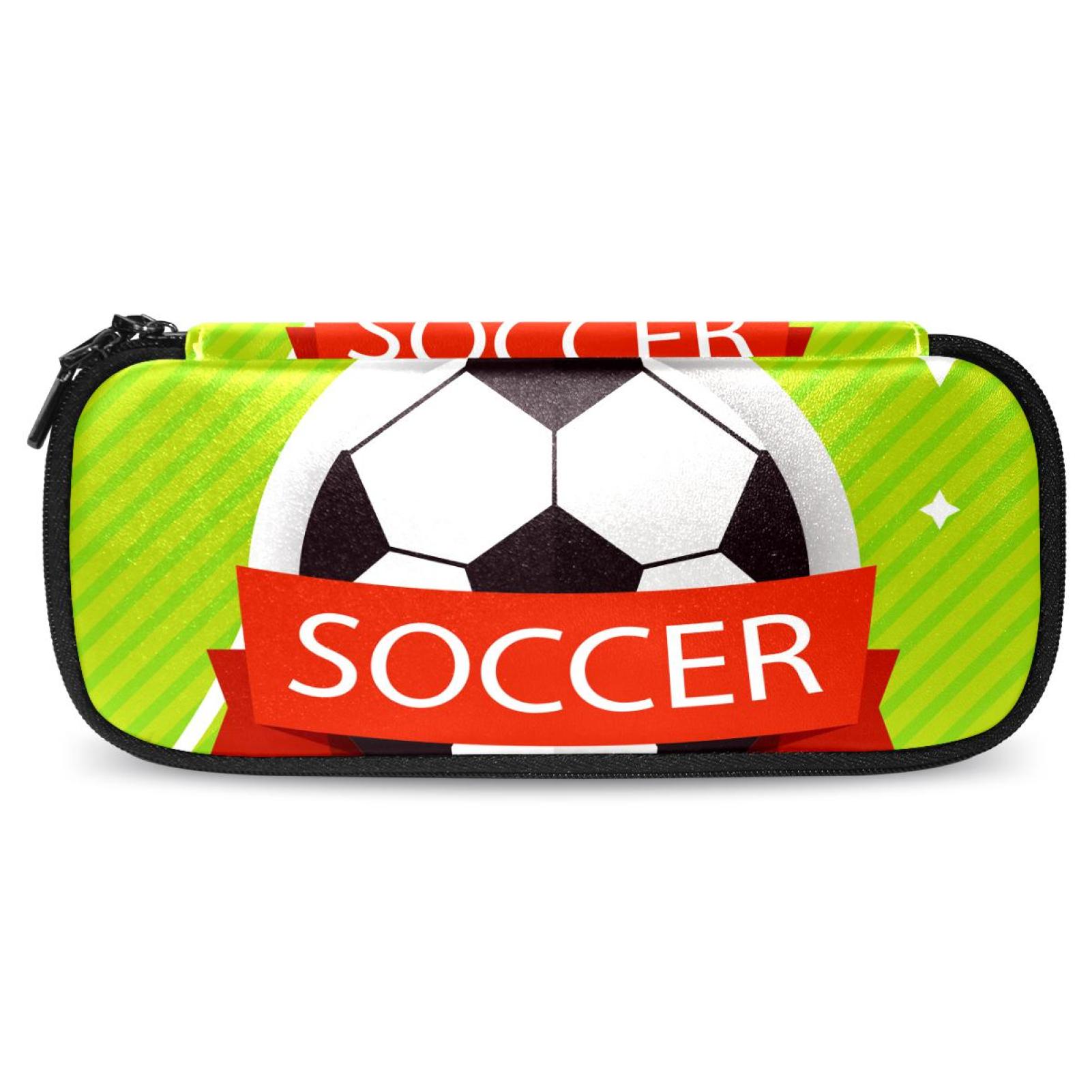 Green Soccer Ball Football Pattern Stylish Leather Toiletry Bag