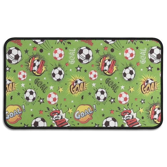 Green Soccer Comic Pattern Door Rugs,Washable Non Slip Door Mats Indoor,Decorative Door Mats,Entry Mat Indoor for Entrance,Bedroom,Kitchen,Bathroom,30"x17"