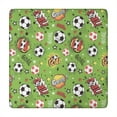 thumbnail image 1 of Green Soccer Comic Pattern Square Fitted Tablecloth with Elastic Edge,Square Table Cover,Washable Elastic Table Cover for Home Kitchen Party Decor 34"x34", 1 of 6