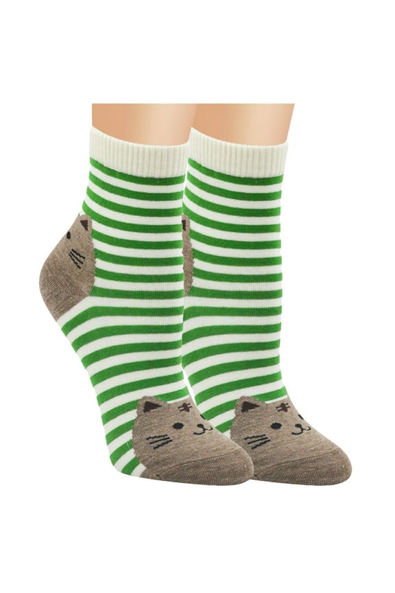 Green Socks Colourful Socks for Women with Cartoon Animal Design Cool Cute Cotton Socks