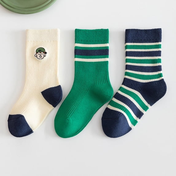 Green Socks Girls and Boys Socks Autumn and Winter Fashionable Cute Cartoon Green Boy Print Comfortable Warm