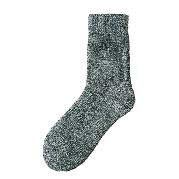 Green Socks Winter Solid Thickened Thermal Socks Plush Medium Tube Sweat Absorbing Pure Cotton Socks