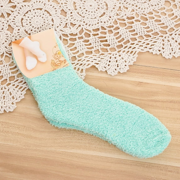 Green Socks Women Fuzzy Cozy Slipper Socks Warm Soft Winter Plush Home Sleeping Socks