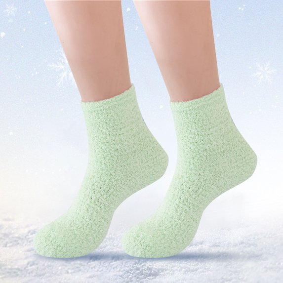 Green Socks Women Fuzzy Fluffy Cozy Slipper Socks Warm Soft Winter Plush Home Sleeping Socks