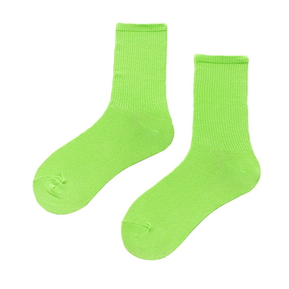 Green Socks Women's Solid Color Medium Tube Socks Light and Thin Spring and Summer Candy Colored Multi Colored Four Season Soft Socks