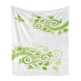 thumbnail image 1 of Green Soft Flannel Fleece Blanket, Floral Botanical Design with Curly Ivy Branches and Butterfly Spring Time, Cozy Plush for Indoor and Outdoor Use, 60" x 80", Apple Green Pale Green, by Ambesonne, 1 of 6