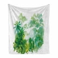 thumbnail image 1 of Green Soft Flannel Fleece Throw Blanket, Abstract Watercolor Image of Forest Palm Trees Print, Cozy Plush for Indoor and Outdoor Use, 50" x 70", Forest Green Pale Green, by Ambesonne, 1 of 6