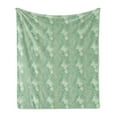 thumbnail image 1 of Green Soft Flannel Fleece Throw Blanket, Lace Style Graphic Pattern of Flourishing Forest Elements Butterflies, Cozy Plush for Indoor and Outdoor Use, 50" x 60", Pale Green Turquoise, by Ambesonne, 1 of 6