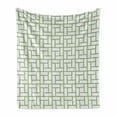 thumbnail image 1 of Green Soft Flannel Fleece Throw Blanket, Maze Shaped Squares Rectangulars Geometrical Lines Modern Image Print, Cozy Plush for Indoor and Outdoor Use, 70" x 90", Pistachio Green White, by Ambesonne, 1 of 6
