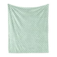 thumbnail image 1 of Green Soft Flannel Fleece Throw Blanket, Retro Style Baby Nursery Themed Pattern with Little White Polka Dots Pastel, Cozy Plush for Indoor and Outdoor Use, 70" x 90", Mint Green White, by Ambesonne, 1 of 6