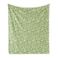 thumbnail image 1 of Green Soft Flannel Fleece Throw Blanket, Swirled Curly Abstract Leaves with Damask Influences Ornate Vintage, Cozy Plush for Indoor and Outdoor Use, 70" x 90", Pale Green Fern Green, by Ambesonne, 1 of 5
