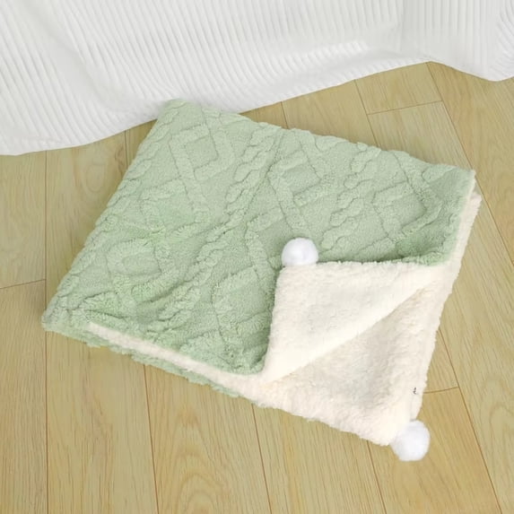 Green Soft Fleece Pet Blanket for Bed, Cozy Sherpa Dog Blanket for Crate, Warm Cat Mat for Small Pets Sleeping (18 X 22 Inch)