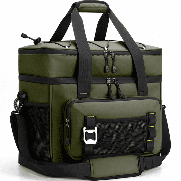 Green Soft-Sided Cooler Bag 60-Can Double-Decker Insulated Portable for Beach Camping Travel Picnic