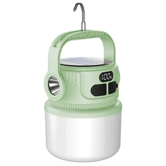 Green Solar Led Rechargeable Camping Lantern Ambient Light With Vintage Design, Soft Glow And Mini Portable Size For Bedroom Decoration And Outdoor Tent Market Stall