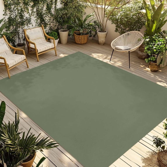 Green Solid Color Outdoor Rug 3x5 Ft - Reversible Patio Rug Outdoor Camping Rugs, Aesthetics Contemporary Luxury Washable Indoor Outdoor Area Rugs, Non-Slip Outdoor Carpet Runner for Deck/Porch