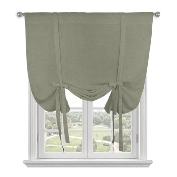 Green Solid Color Tie Up Curtains for Windows, Adjustable Balloon Window Shades, Modern Minimalist Pure Color Kitchen Window Treatments Adjustable Roll Up Curtain for Basement/Nursery 52"x45"