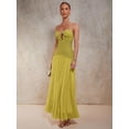 thumbnail image 1 of Green Solid Halter Tie Maxi Dress With Pleated Skirt And Keyhole Bust Detail, 1 of 8