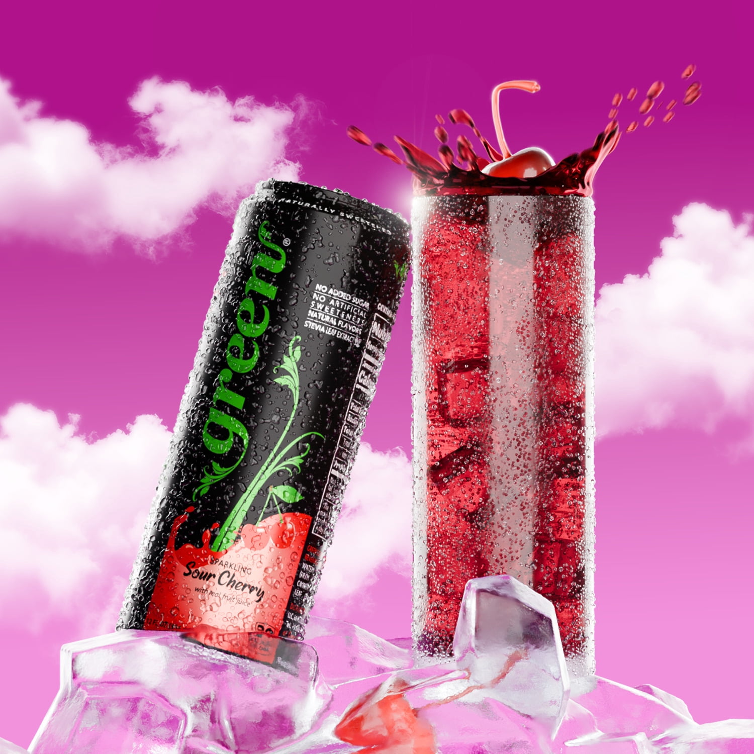 Green Sour Cherry- No added Sugar, 10% Real Sour Cherry Juice, 20
