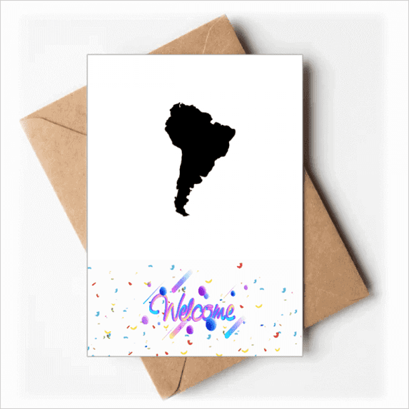 Green South America Illustration Map Welcome Back Greeting Cards Envelopes Blank