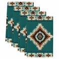 thumbnail image 1 of Green Southwestern Kitchen Towels Set of 4, Boho Ethnic Geometric Retro Soft Microfiber Dish Towels, Absorbent Quick-Dry Washable Dishcloths for Kitchen Cleaning, Drying Dishes, 18x28 Inches, 1 of 9