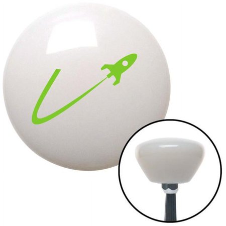 Green Space Ship in Flight White Retro Shift Knob with M16 x 1.5 Insert Shifter